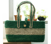 Rectangular Hand Bag of Sabai Grass - Natural & Green