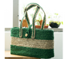 Rectangular Hand Bag of Sabai Grass - Natural & Green