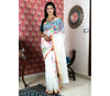 Handloom Matka Saree - White with Flower Design