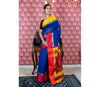 Handloom Saree with Red & Yellow Par on Blue