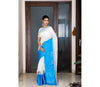 Linen Saree with Mahapaar - Blue and White
