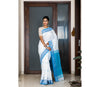 Handloom Saree with Work all Over the Saree - Blue and White