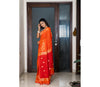 Linen Saree with Jamdani Work - Orange