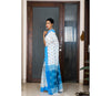 Handloom Cotton Saree with Jaba Kaj/Design - White & Blue