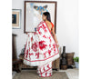Kantha Stitch Applique Design Saree - Red on Tussar