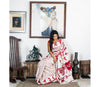 Kantha Stitch Applique Design Saree - Red on Tussar