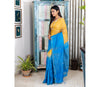 Handloom Silk Saree - Ochre and Blue