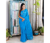 Handloom Jamdani Saree With all Body Work - Blue
