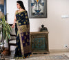 Handloom Linen Jamdani Saree - Prussian Blue and Violet