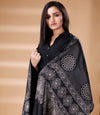 Ajrakh Print Modal Silk Stole From Bengal - Black