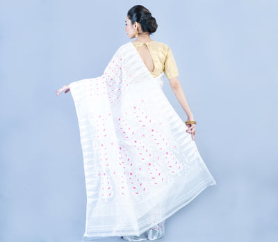 Handloom Jamdani Saree - White