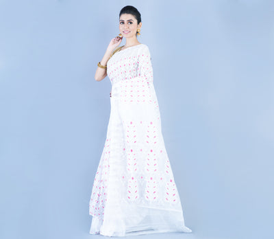 Handloom Jamdani Saree - White