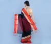 Tant Saree - Black with Red Par