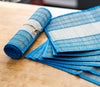 Madur Kathi Handcrafted Table Mat With Runner - Blue & White