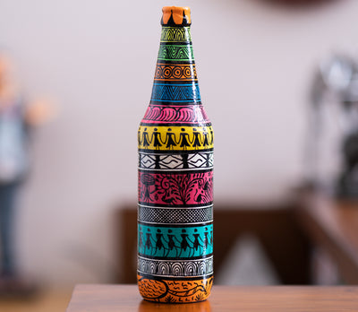 Pattachitra Art on Glass Bottle from Odisha
