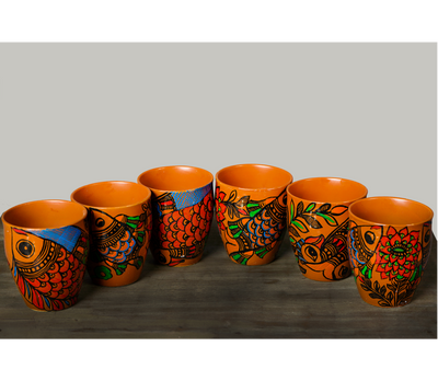 Madhubani Painted Cups set of 6