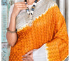 Kantha Stitch on Silk Saree with Jalchuri Pattern - Orange