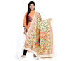 Kantha Stitched Dupatta on Tussar Base - Green and Yellow