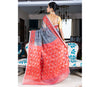 Handloom Jamdani Sub Dhakai Saree - Grey & Red