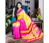 Handloom Silk Saree - Deep Pink & Yellow