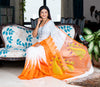 Handloom Gheecha Saree - White & Orange