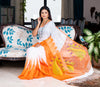 Handloom Gheecha Saree - Blue & Orange