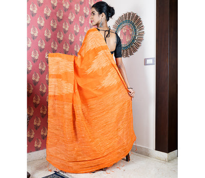 Handloom Gheecha Saree - Orange