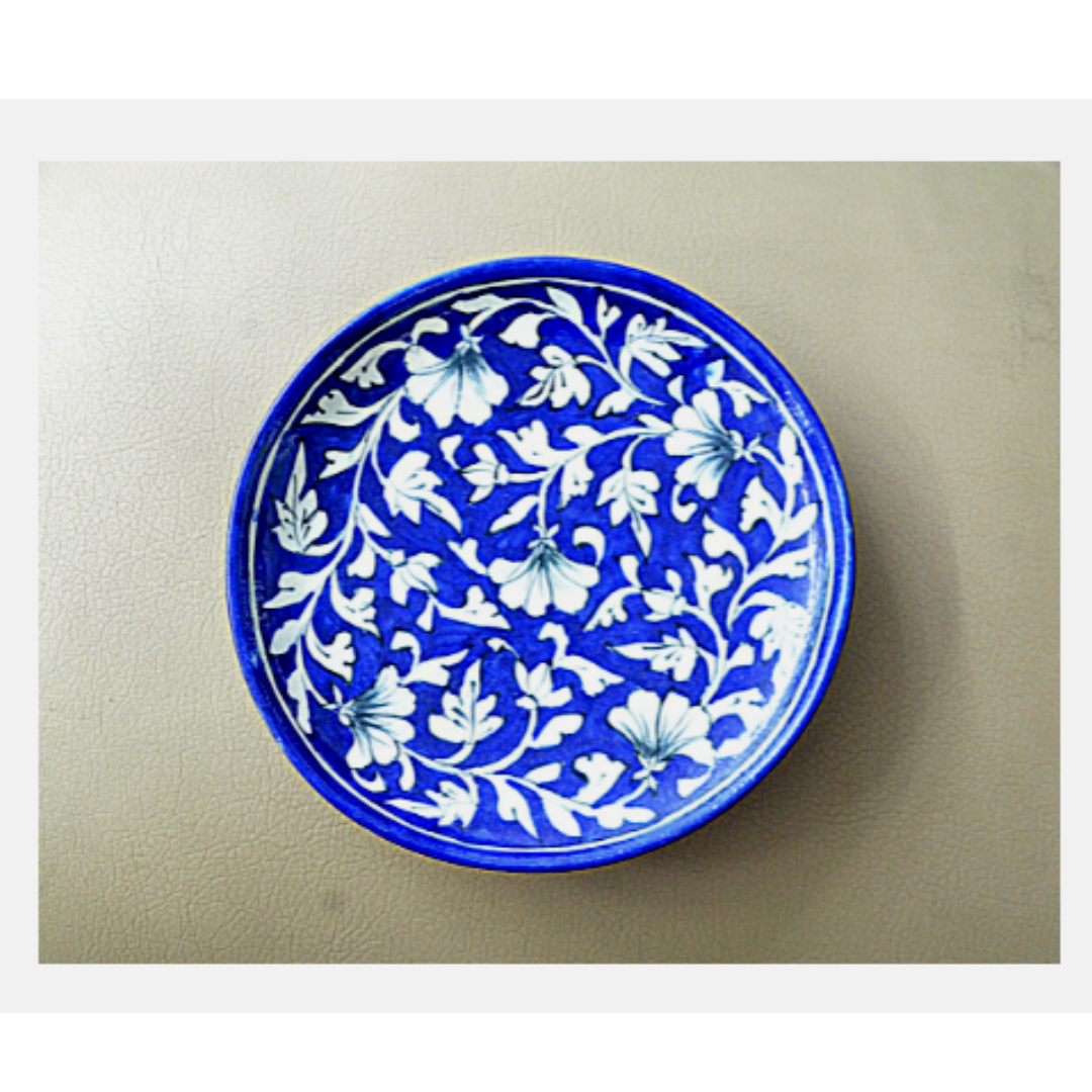 Blue pottery plate hot sale