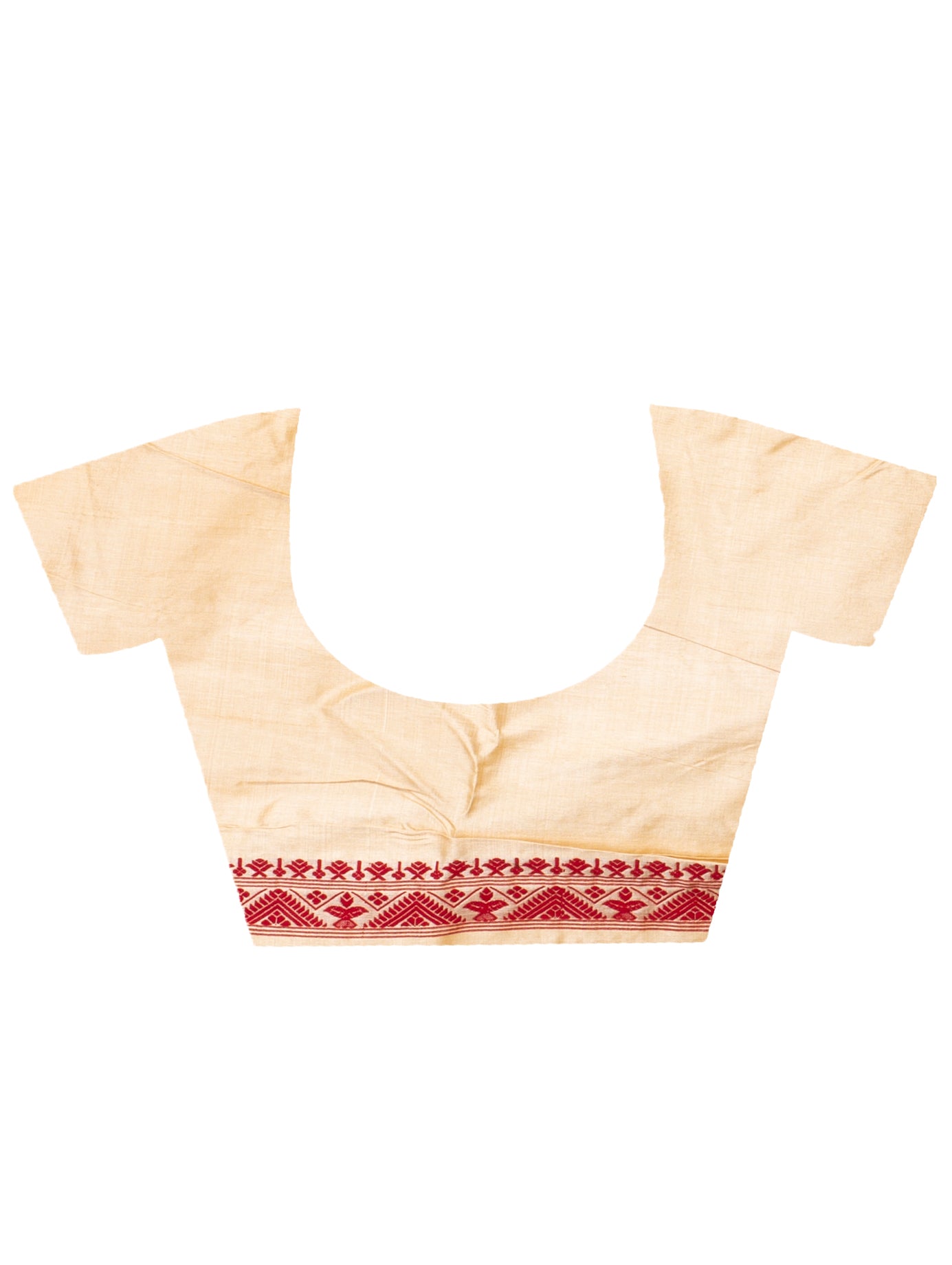 Assam Silk Saree - Golden with Maroon thread Work