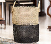 Laundry Bag made out of Sabai Grass - Black and Natural Shade