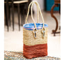 Sabai Grass Hand Bag with Cloth lining - Red and Natural