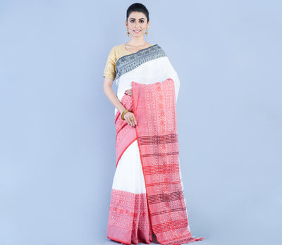 Handloom Cotton Saree - Red and Black