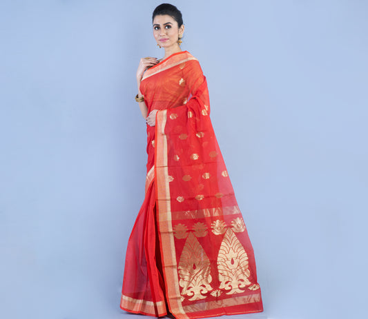 Tant Saree with Zari work - Red