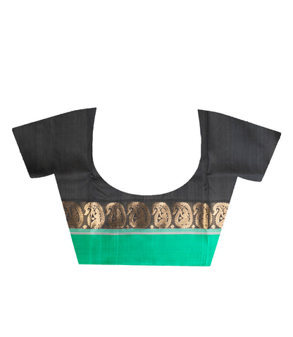 Murshidabad Silk - Zaree Jakard Handloom Garod Saree - Black