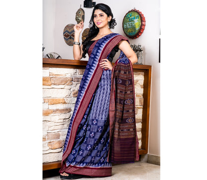 Sambalpuri Saree - Pure Cotton - Blue
