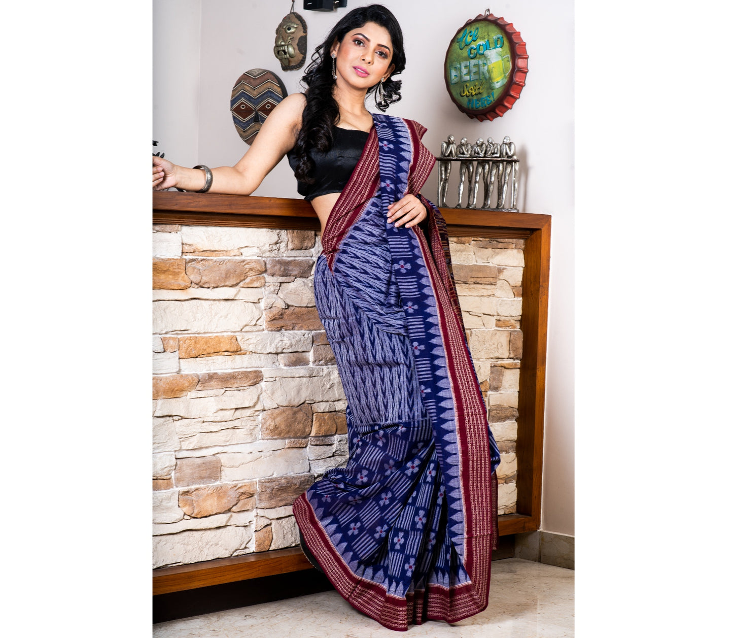 Sambalpuri Saree - Pure Cotton - Blue