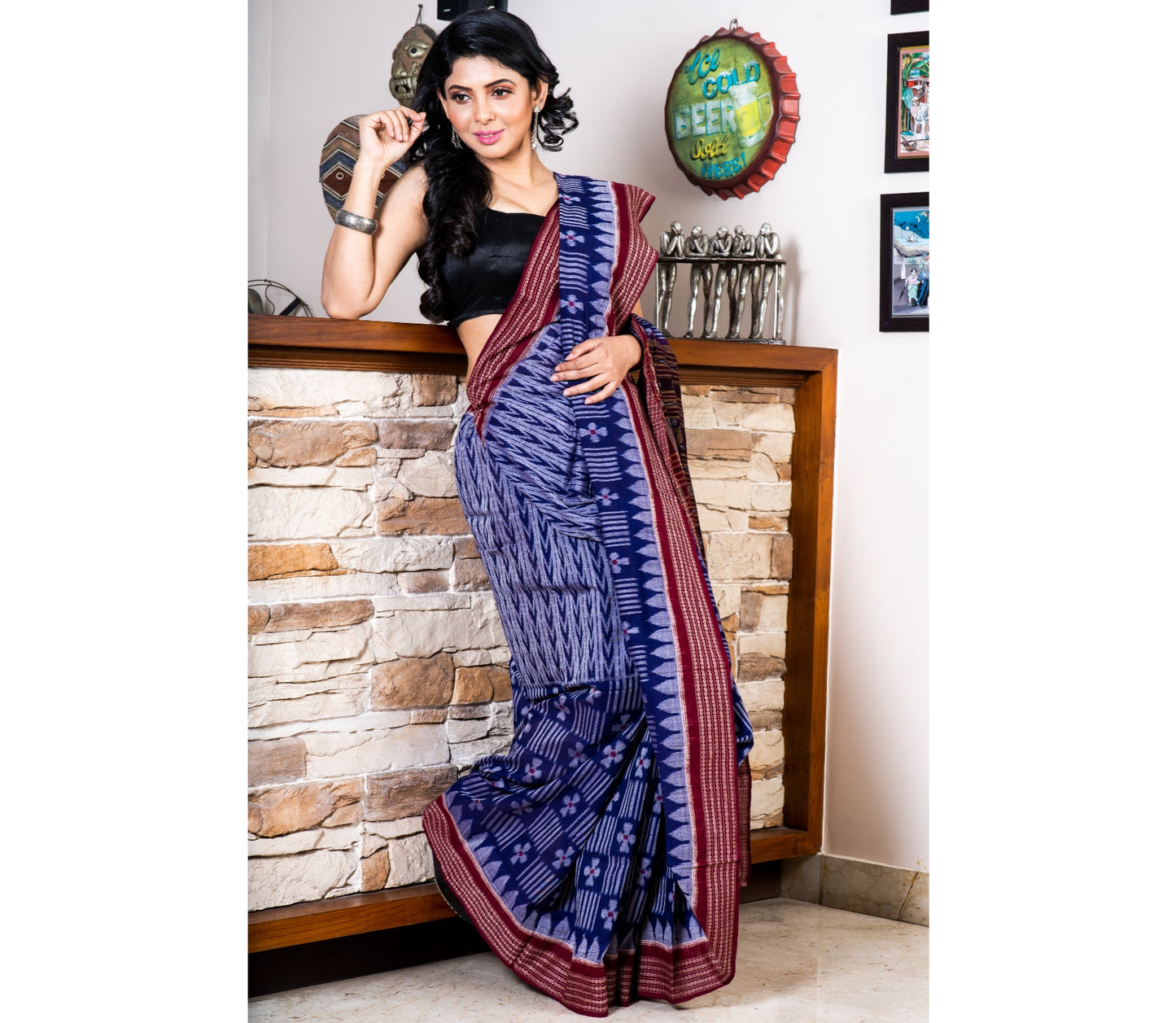 Sambalpuri Saree - Pure Cotton - Blue