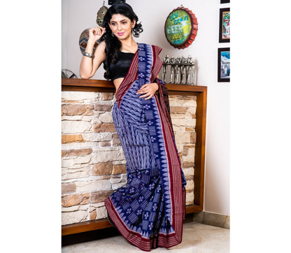 Sambalpuri Saree - Pure Cotton - Blue