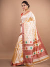 Assam Silk Saree - Golden with red and Green thread Work