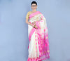 Handloom Saree - White & Pink