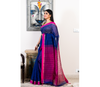 Handloom saree with All Over Chumki Work - Blue and Pink