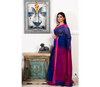 Handloom saree with All Over Chumki Work - Blue and Pink