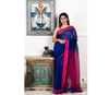 Handloom saree with All Over Chumki Work - Blue and Pink