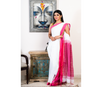 Handloom saree with All Over Chumki Work - White and Pink