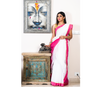 Handloom saree with All Over Chumki Work - White and Pink