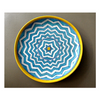Blue Pottery Wall Plate- Yellow and Sky Blue Geometric Pattern Plate