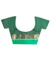 Murshidabad Silk Saree - Zaree Jakard Handloom Garod Saree - Bottle Green
