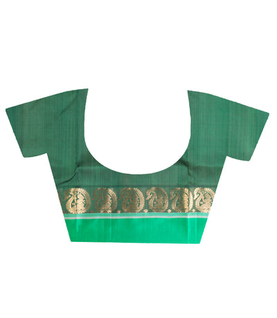 Murshidabad Silk Saree - Zaree Jakard Handloom Garod Saree - Bottle Green