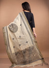 Madhubani Painting Dupatta From Bihar - Black on Beige