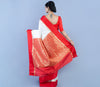 Handloom Garod Saree - White with Red Par & Anchal